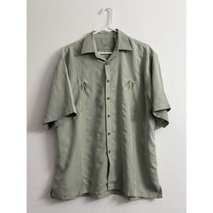 Bamboo Cay Bird Of Paradise Shirt Green Mens L Short Sleeve Button Up
